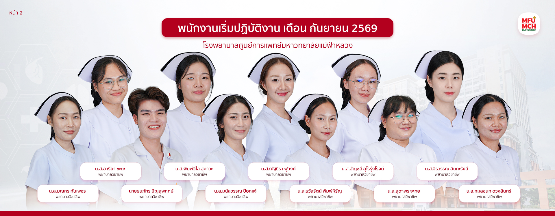 พนักงานเริ่มปฏิบัติงาน เดือน กันยายน 2569 โรงพยาบาลศูนย์การแพทย์มหาวิทยาลัยแม่ฟ้าหลวง-2