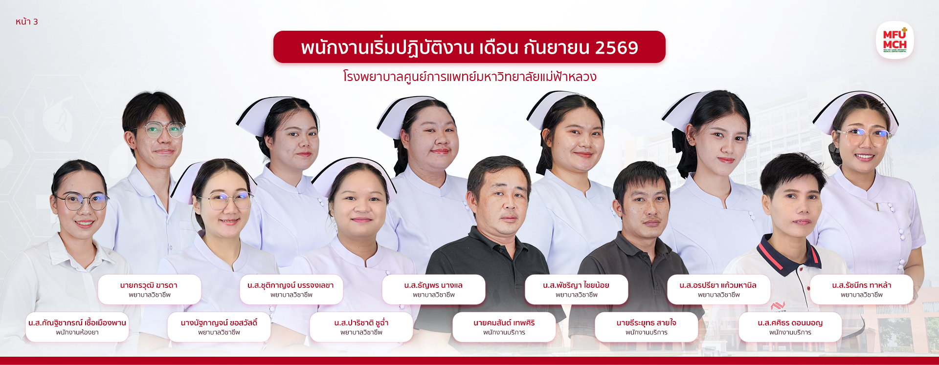 พนักงานเริ่มปฏิบัติงาน เดือน กันยายน 2569 โรงพยาบาลศูนย์การแพทย์มหาวิทยาลัยแม่ฟ้าหลวง-3
